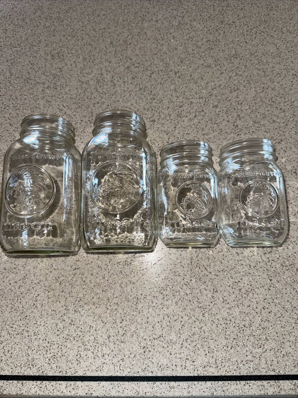 VINTAGE 4 Golden Harvest Mason Jars Set VTG